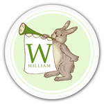 Name Doodles - Personalized Melamine Plates (Whimsical Rabbit Green) (WAF-P5G)